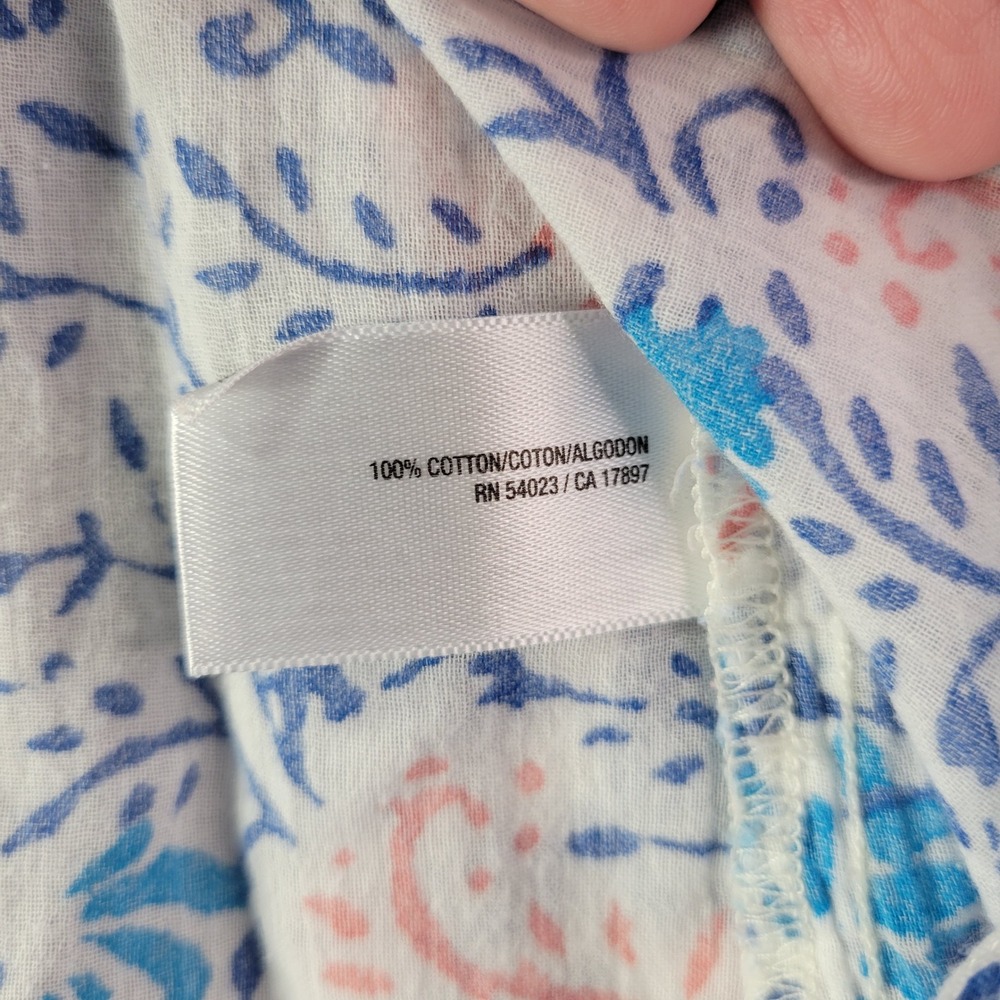 Old Navy‎ Womens Small White Pink Blue Floral Print Long Sleeve Top Vibes - Picture 8 of 10